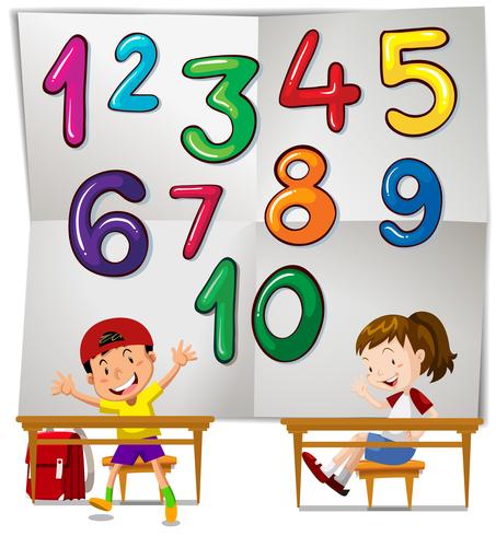 Children and numbers one to ten vector