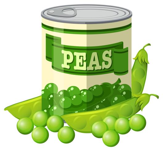 Green peas in can vector