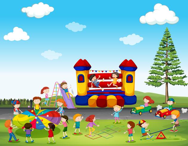 Children playing game in the park vector