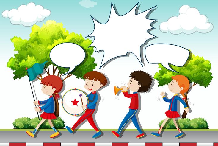 Children playing music in the band vector