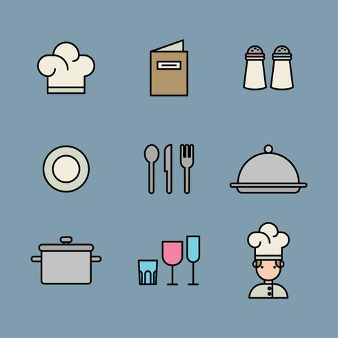 Outlined Icons About A Restaurant vector