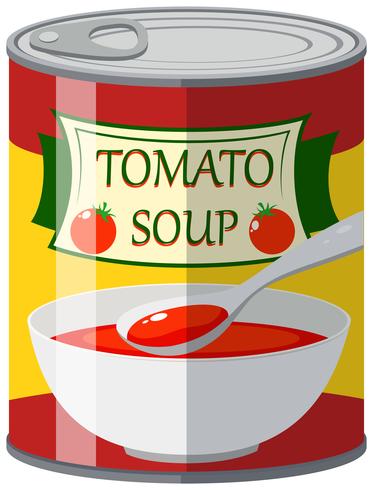 Sopa de tomate en lata de aluminio. vector