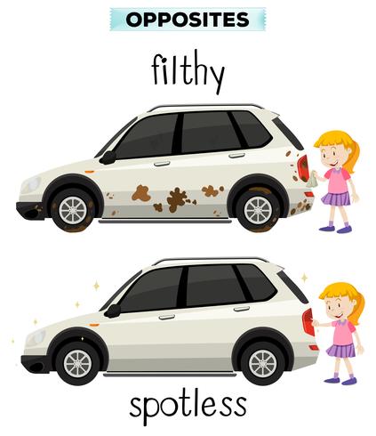 English opposite word filthy and spotless vector
