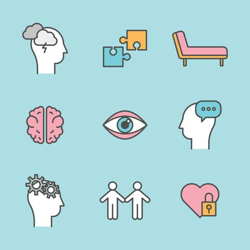 Outlined Icons About Mental Health vector