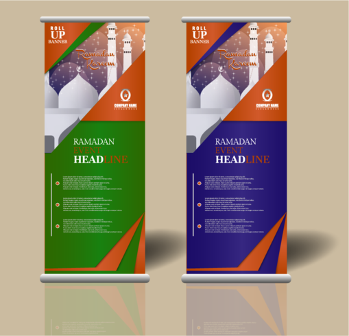 ramadan roll up banner template design vector