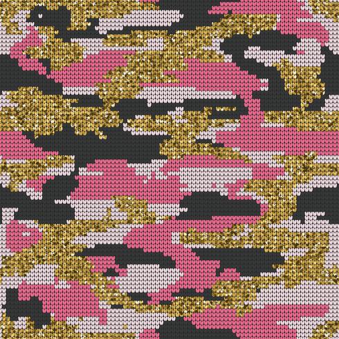 Abstract Knitting Seamless Texture. Military Decorative Camouflage Pattern Background. Vector Illustration.