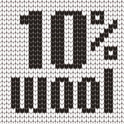 Knitted Text. 10 percent wool. In black and white colors. Vector illustration.