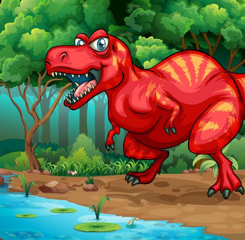 T-Rex walking in the jungle vector