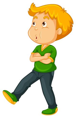 Little boy whistling while walking vector