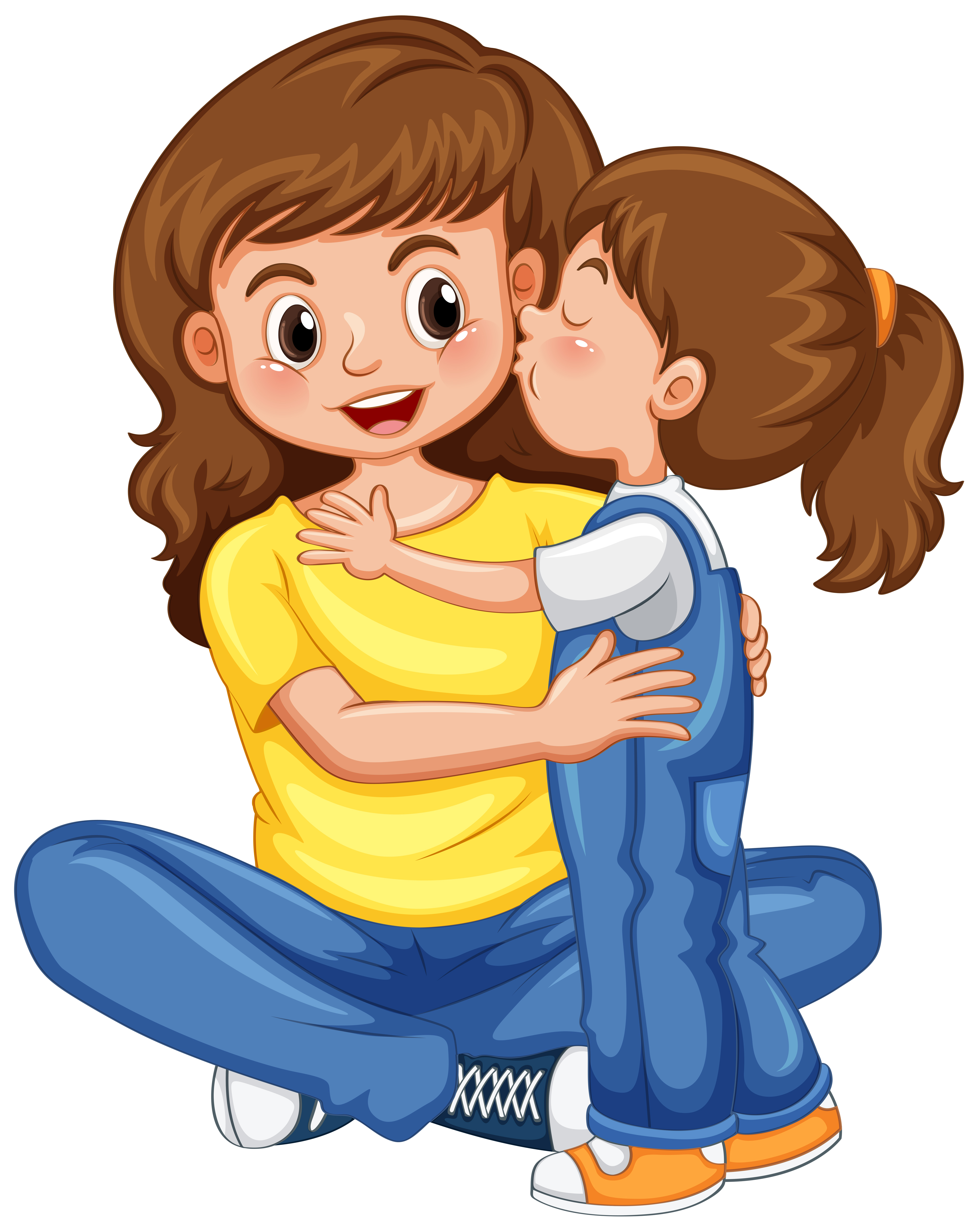 Daughter kissing her mother 367530 Vector Art at Vecteezy