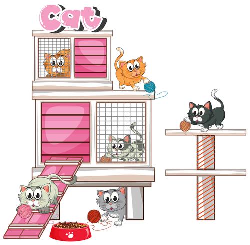 Muchos gatitos en pethome vector