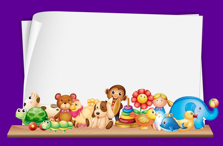 Paper template with lots of toys vector