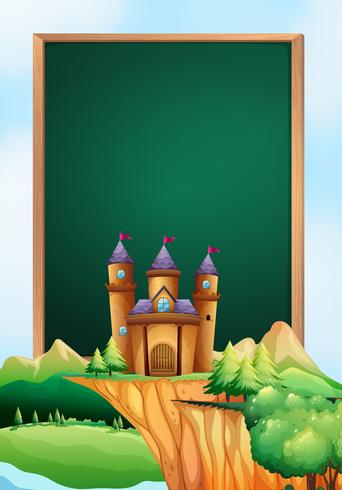 Frame design with castle towers in background vector