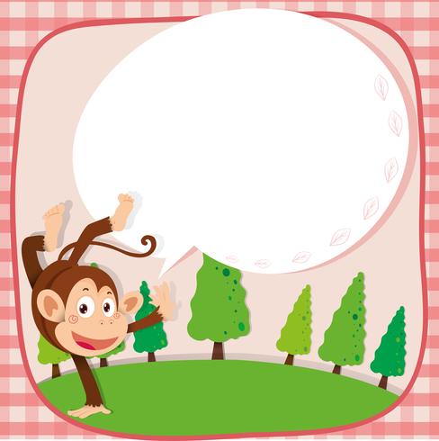 Border design with monkey in the park vector