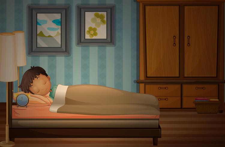 Little boy sleeping on the bed 367610 Vector Art at Vecteezy