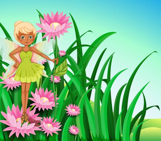 A fairy at the garden vector