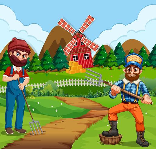 Farmer working in the farm vector