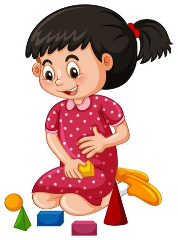 Little Girl Playing Blocks Download Free Vectors Clipart