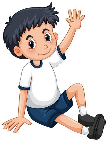 Little boy having arm up vector