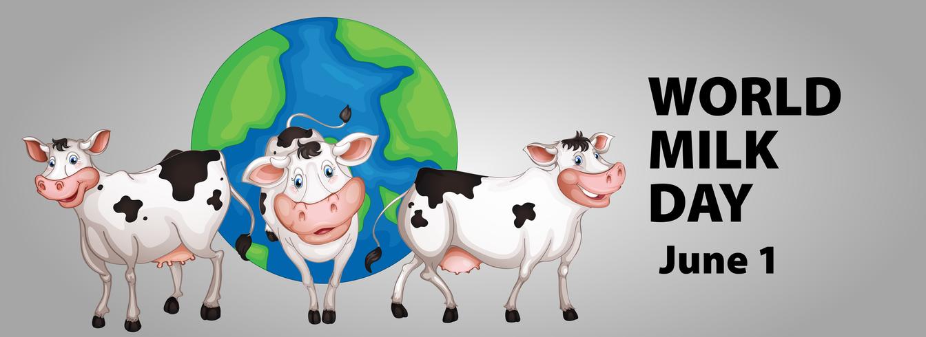 Diseño de cartel para el día mundial de la leche. vector