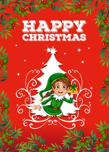 Christmas card with elf vector