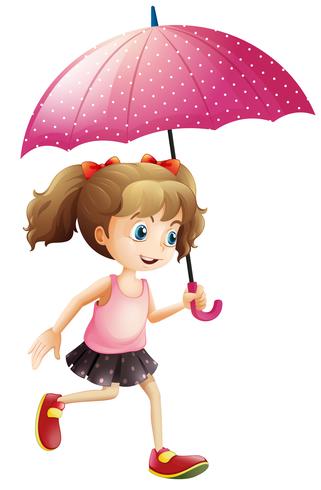 Little girl using umbrella vector