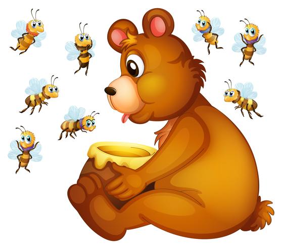 Bear and bees vector