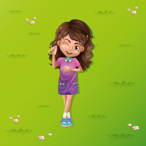 Cute girl on the grass vector