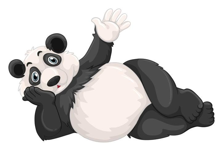 Linda panda agitando la mano vector