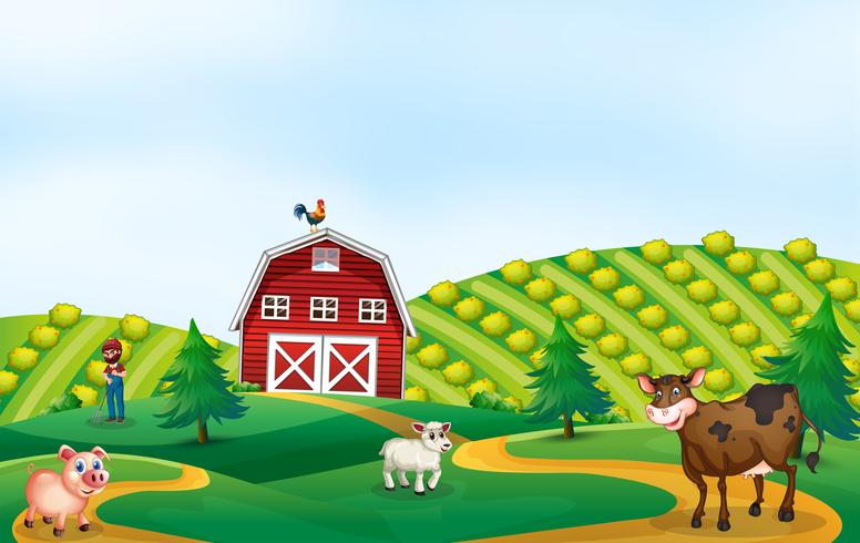 A nature farmland landscape vector