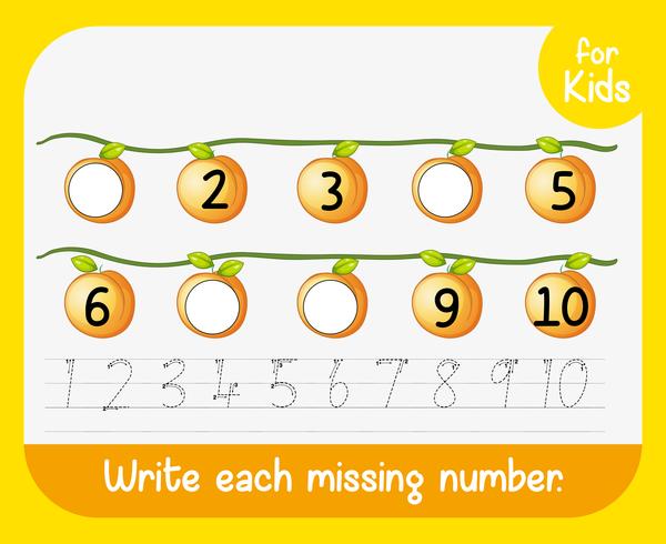 Write each missing number worksheet vector