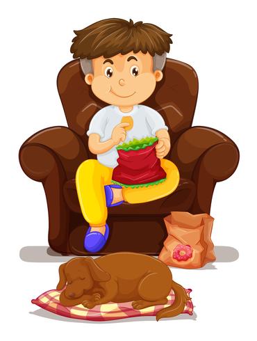 Boy eating chips on sofa 367971 Vector Art at Vecteezy Boy eating chips on sofa 367971 Vector Art at Vecteezy