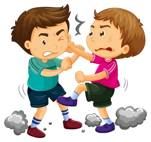 Two young boys fighting