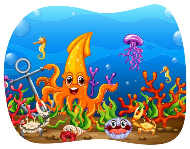 Sea animals under the water vector