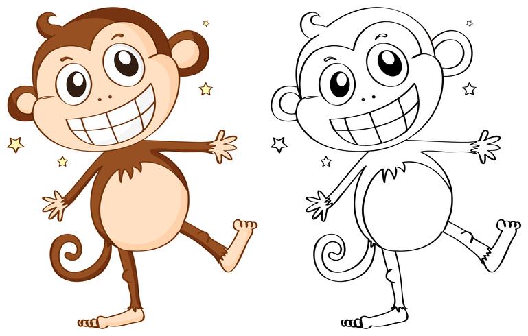 Animal outline for cute monkey vector