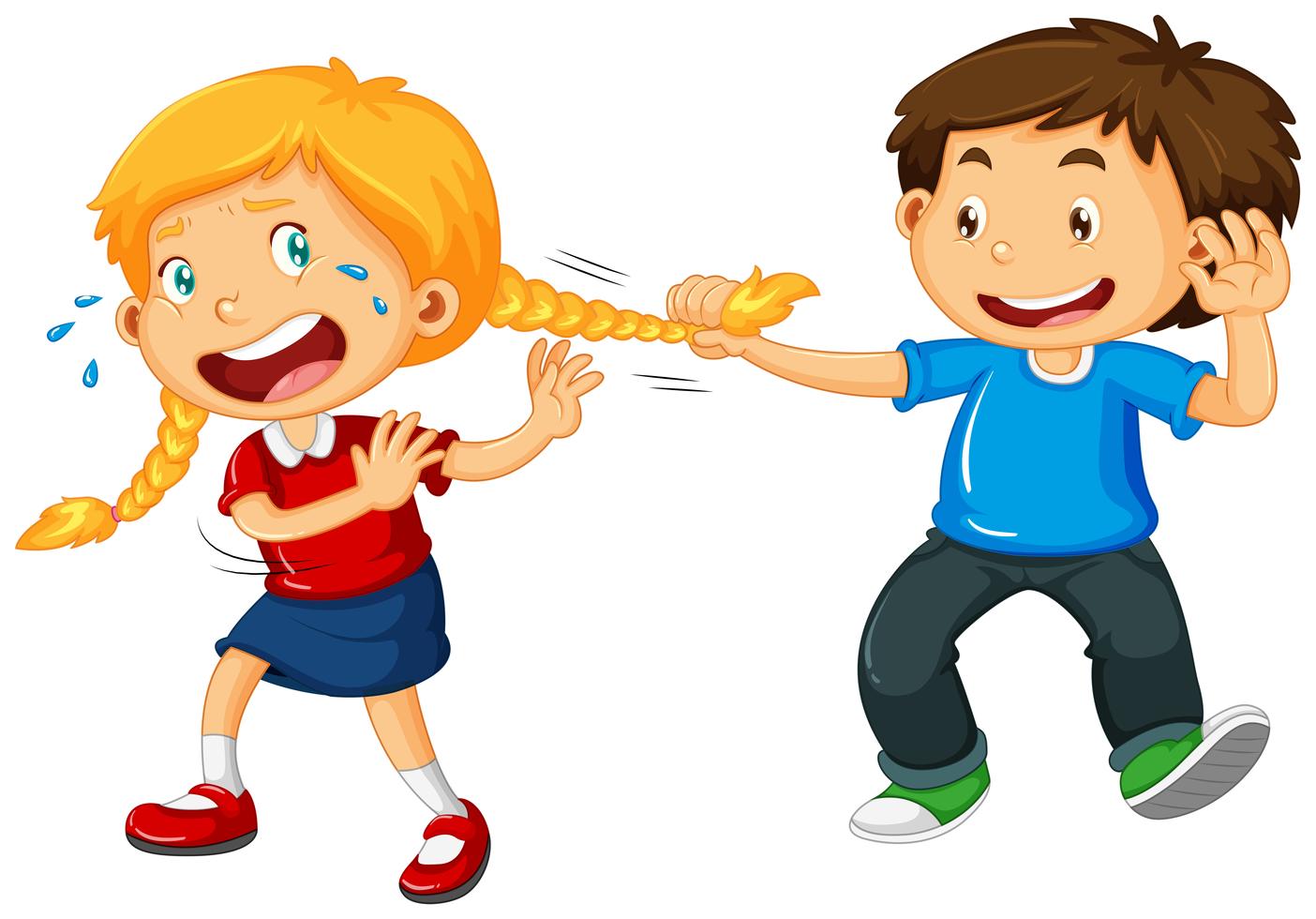 Boy pulling girl hair 368063 Vector Art at Vecteezy