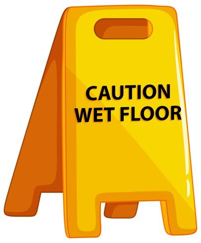 Caution wet floor sign on white background vector