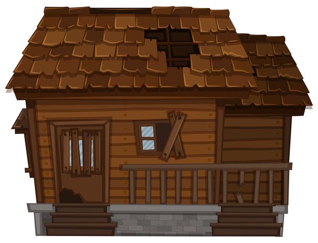 Old wooden house in bad condition vector