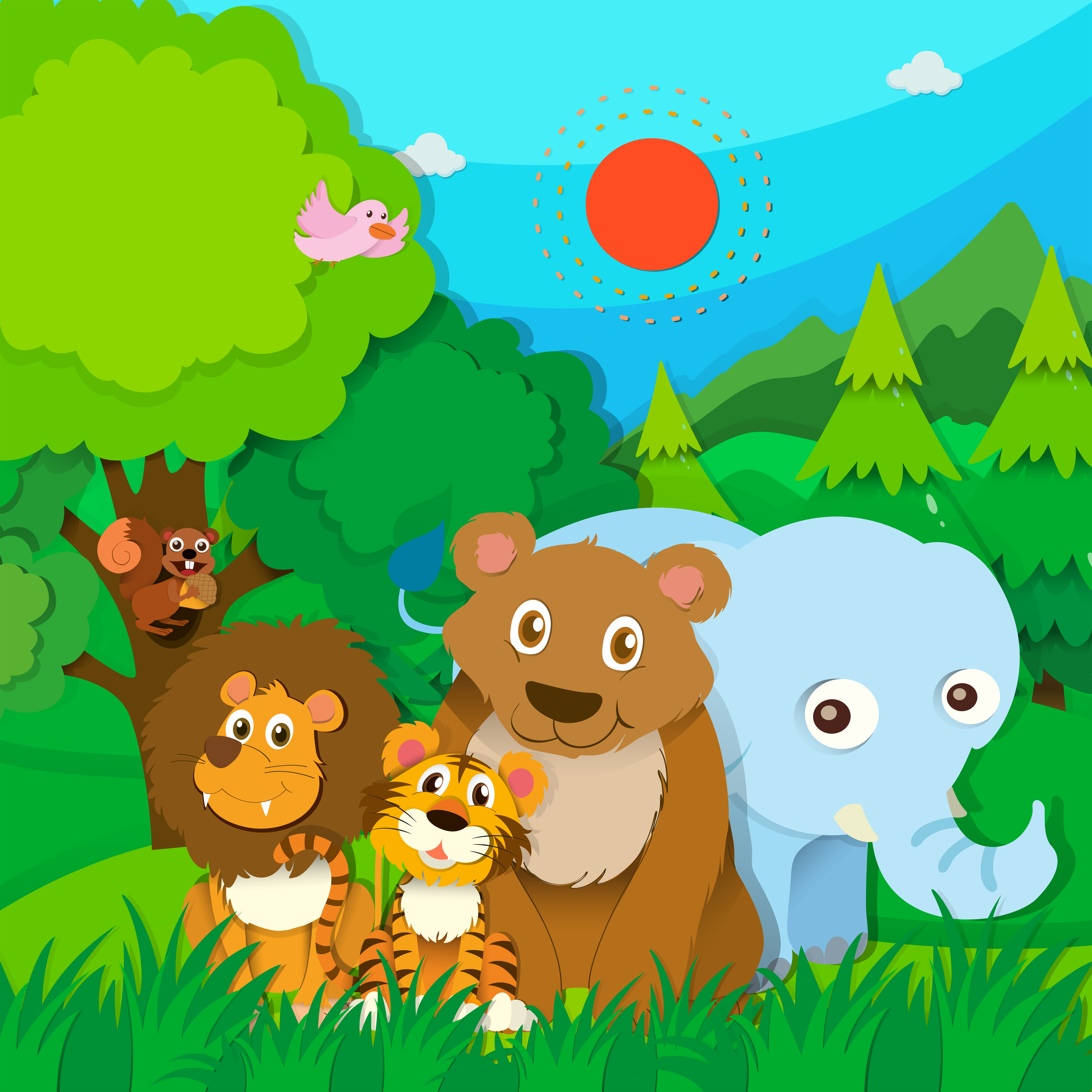Download Wild animals in the jungle - Download Free Vectors ...