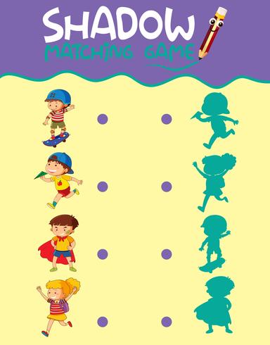 Shadow matching game template vector