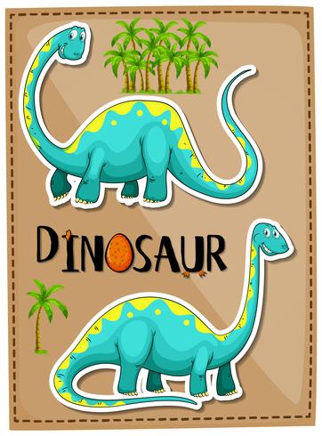 Blue brachiosaurus on poster vector