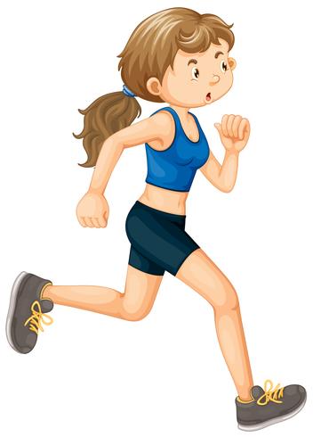 A Woman Running on White Background vector