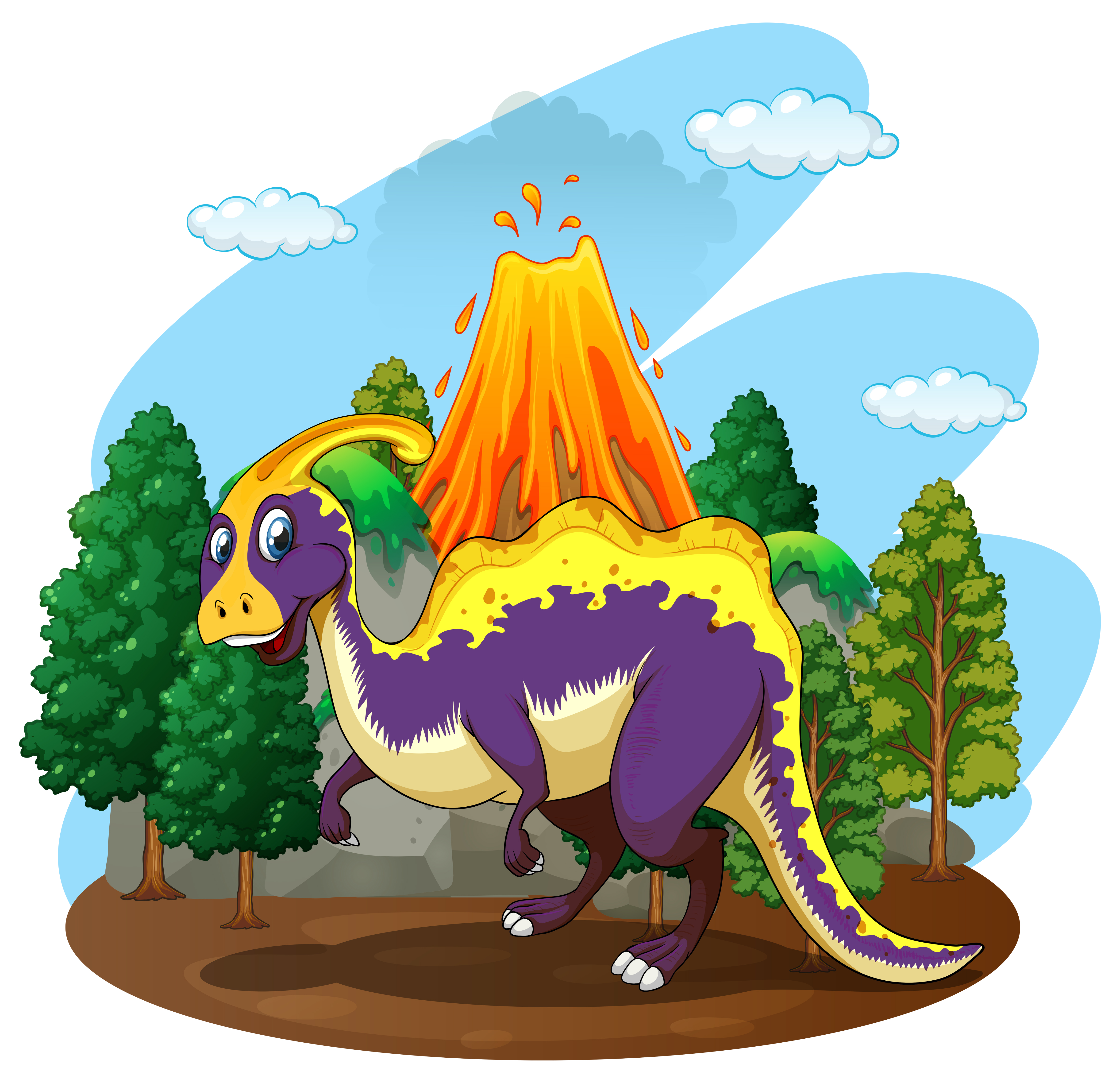 Dinosaur and volcano eruption 368186 - Download Free Vectors, Clipart