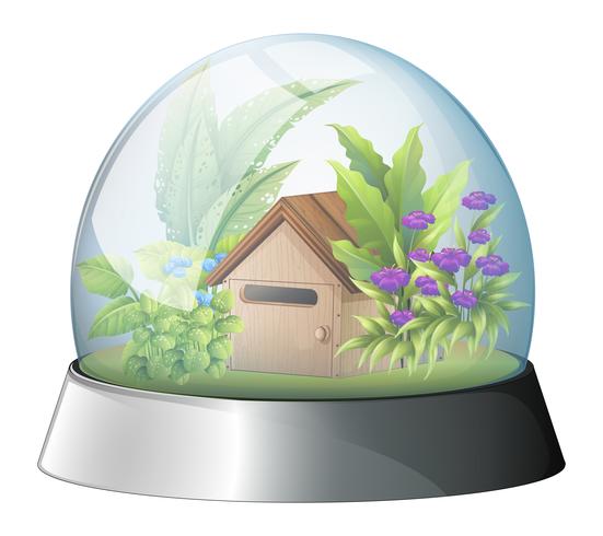 A dome with a native house inside vector