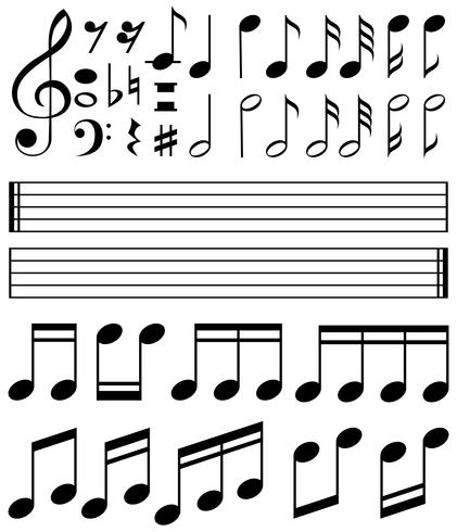 Notas de música y plantilla de papel de línea. vector