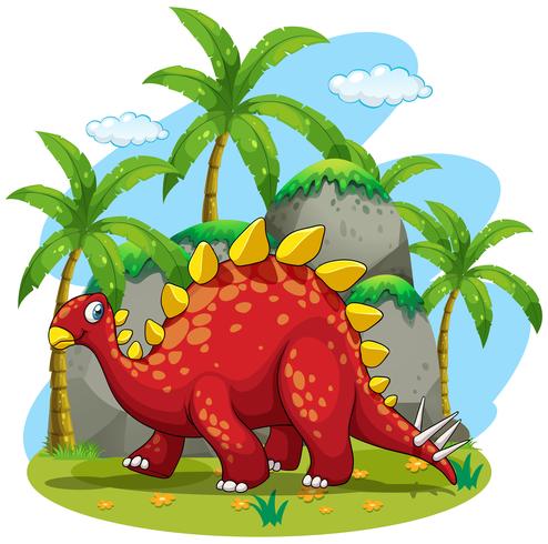 Dinosaur walking in the field vector