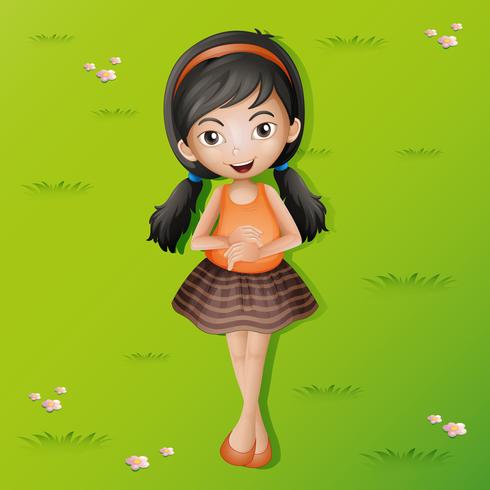 Happy girl lying on grass vector