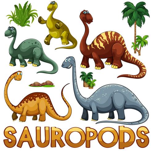 Different color of sauropods vector
