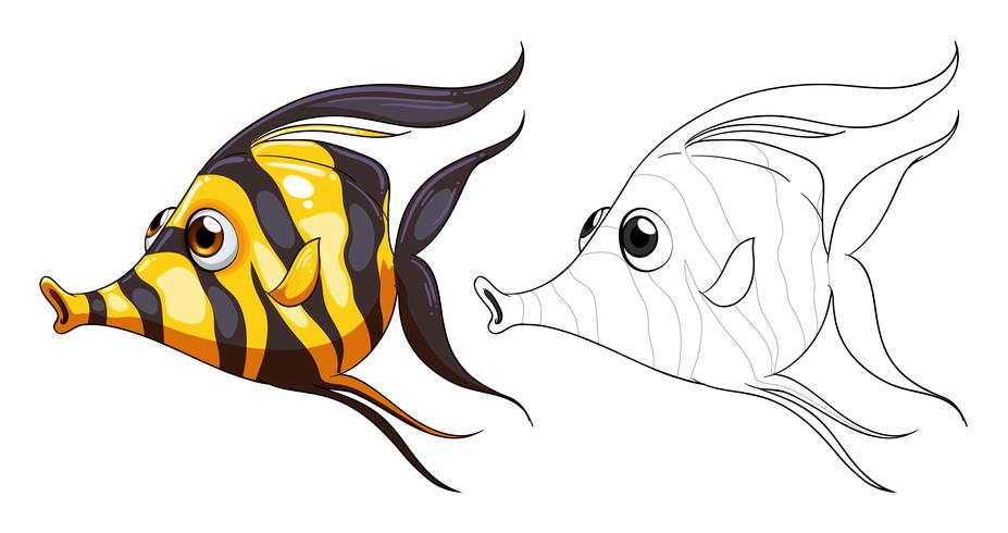 Garabatos de dibujo animal para peces. vector