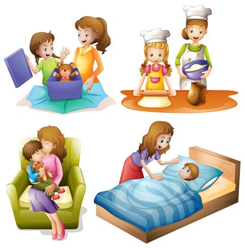 Mother And Child Doing Different Activities Download Free